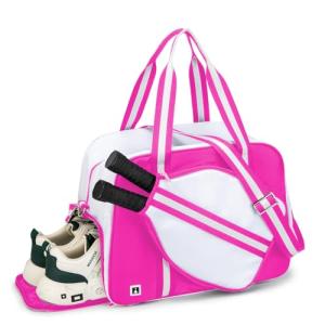 ROYALFAIR Pickleball Bags with Shoe Compartment for Women and Men，Pickleball Paddle Bag Large Capacity can Hand-Carried or Crossbody (Pink)