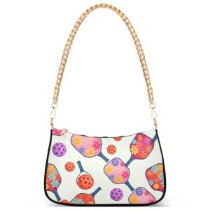 Playful Pickleball Paddle Beige Formal Purse Hobo Women Handbag Medium Designer Prints Shoulder Purses Zipper Closure 11 x 7 x 2.8 inch