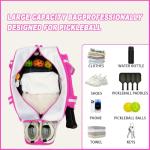 ROYALFAIR Pickleball Bags with Shoe Compartment for Women and Men，Pickleball Paddle Bag Large Capacity can Hand-Carried or Crossbody (Pink)
