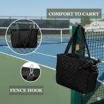 LANBX Pickleball Bag Fits 2 to 6 Paddles, Quilted Pickle ball Tote Bags for Women and Men with Shoe Compartment and Fence Hook, Great Pickleball Gifts