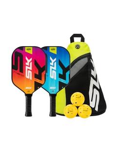 Selkirk Sport SLK Neo Fiberglass Pickleball Paddles Set of 2 | Designed in The USA | Complete Pickleball Set with 2 Pickle Ball Rackets, 3 Hybrid+ Balls, and SLK Sling Bag | Electric Sunset & Oasis