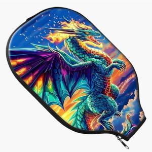 RWUTYTIUL Blue Cloud Dragon Pickle Ball Paddle Cover, Neoprene Pickleball Paddle Sleeve with Zippered Racket, Universal Paddle Storage Bag Size 8.66" x 11.4", Pickleball Paddle Case for Women Men