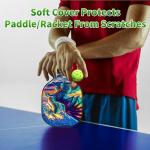 RWUTYTIUL Blue Cloud Dragon Pickle Ball Paddle Cover, Neoprene Pickleball Paddle Sleeve with Zippered Racket, Universal Paddle Storage Bag Size 8.66" x 11.4", Pickleball Paddle Case for Women Men