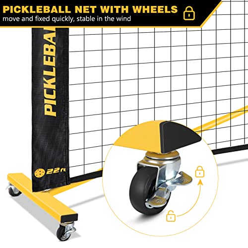 Fostoy Portable Pickleball Net with Wheels, Regulation Size