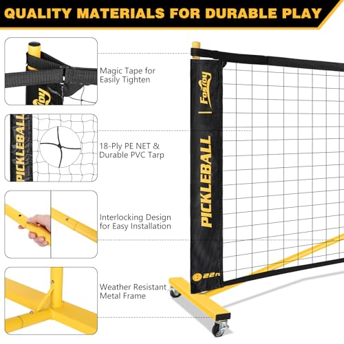 Fostoy Portable Pickleball Net with Wheels, Regulation Size