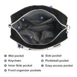 Pickleball Tote Bag for Women Men,Stylish Nylon Water-Resistant Pickleball Bag with Cooler & Paddle Sleeves Bag Large Capacity Crossbody Bags with Adjustable Shoulder Strap Fence Hook Sports Gifts
