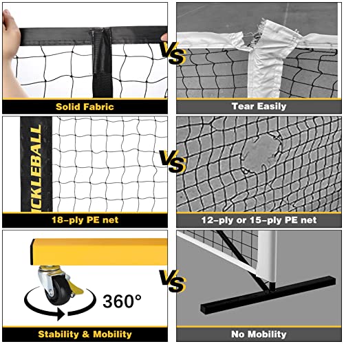 Fostoy Portable Pickleball Net with Wheels, Regulation Size