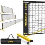 Pickleball Set Net with Wheels, Portable 3in1 Pickle Ball Net with Carry Bag- 3 Size Options, Designed for All Weather Conditions, Steady Metal Frame & Take Down for Practice & Games (Black&Yellow)