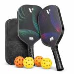 Pickleball Paddles Set of 2, 2026 USAPA Approved Fiberglass Pickle Ball Paddles with 4 Pickle Balls, Durable &Lightweight Racket for Beginners, Pros, Men, Women, Adults, Kids