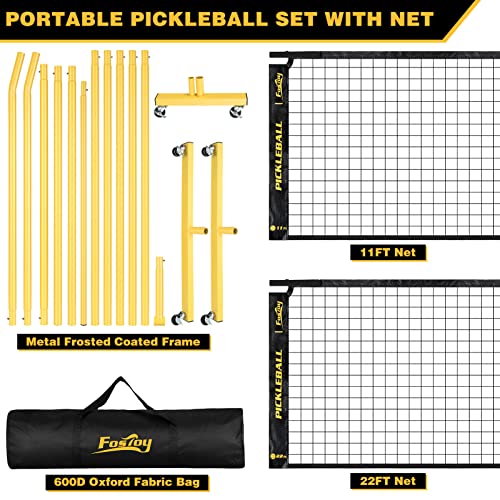 Fostoy Portable Pickleball Net with Wheels, Regulation Size