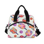 Custom Playful Pickleball Paddles Balls Insulated Lunch Box Cooler Bag Lunch Tote Bag 11.4×7.1× 9.5 for School, Office or Picnic