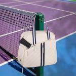 MOSISO Pickleball Bag for Women Men, Quilted Pickleball Tote Sport Equipment Bag with Shoe Compartment, Large Pickle Ball Backpack Sports Pickle Ball Paddle Daypack, Beige