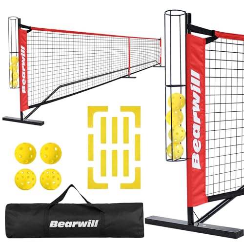 Bearwill 22 FT Portable Pickleball Net Set with Accessories