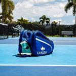 Diadem Tour V3 Paddle Backpack Bag - Spacious Pickleball Gear Bag with 10 Paddle Capacity | Shoe Compartment | Neoprene Side Pockets | Stylish and Durable | Blue with White Trim