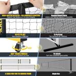 Pickleball Set Net with Wheels, Portable 3in1 Pickle Ball Net with Carry Bag- 3 Size Options, Designed for All Weather Conditions, Steady Metal Frame & Take Down for Practice & Games (Black&Yellow)