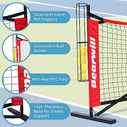 Bearwill 22 FT Portable Pickleball Net Set with Accessories