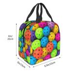 LQXNXHC Insulated Lunch Bag Cooler Tote Bag Pickleball Balls Colors Pattern Lunch box for Women Men Lunchbox for Picnic Travel
