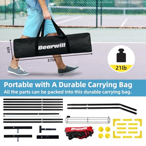 Bearwill 22 FT Portable Pickleball Net Set with Accessories