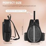 Lufstd Tennis Bags for Women, Quilted Tennis Sling Crossbody Backpack with Hook, Water Resistant Tennis Racket Bags Suitable for Pickleball Badminton, Black