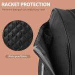 Lufstd Tennis Bags for Women, Quilted Tennis Sling Crossbody Backpack with Hook, Water Resistant Tennis Racket Bags Suitable for Pickleball Badminton, Black