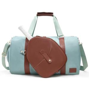 LUZZ Large Pickleball Bag with with Shoe Compartment and Paddle Cover Pocket Paddle Duffle Bag Sport Gym Handbag for Men & Women Morning Blue