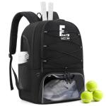 FABIEN CHERON Tennis Bag,Pickleball Bag with Shoe Compartment and Cooler,Fence Hook Design Basketball Backpack for Tennis/Pickleball/Basketball Sport(Black)