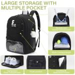 FABIEN CHERON Tennis Bag,Pickleball Bag with Shoe Compartment and Cooler,Fence Hook Design Basketball Backpack for Tennis/Pickleball/Basketball Sport(Black)