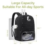 FABIEN CHERON Tennis Bag,Pickleball Bag with Shoe Compartment and Cooler,Fence Hook Design Basketball Backpack for Tennis/Pickleball/Basketball Sport(Black)