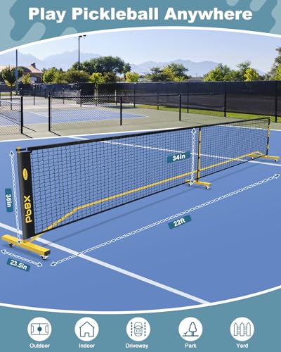 Portable Pickleball Set with Net, 4 Paddles & Bag