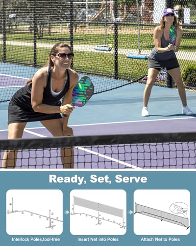 Portable Pickleball Set with Net, 4 Paddles & Bag
