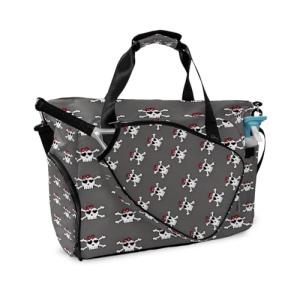 Counullo Skull Gray Sports Duffle Bag - Large Gym Bag with Ventilated Shoe Compartment & Front Racket Sleeve, Waterproof Lightweight for Women Men Tennis Pickleball Workout