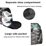 Counullo Skull Gray Sports Duffle Bag - Large Gym Bag with Ventilated Shoe Compartment & Front Racket Sleeve, Waterproof Lightweight for Women Men Tennis Pickleball Workout