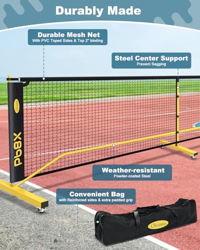 Portable Pickleball Set with Net, 4 Paddles & Bag