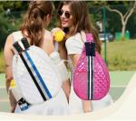 LESCATO Quilted Pickleball Sling Bag, Crossbody Design with Reflective Stripe, Pickleball Puffer Bags for Women and Men, Pickleball Bags for Ladies (Pink)