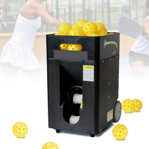 Picklebäll Launcher Machine, Electric PicklebaII Trainer with App Control, 40 Ball Capacity, Adjustable Settings, Portable with Wheels