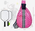 LESCATO Quilted Pickleball Sling Bag, Crossbody Design with Reflective Stripe, Pickleball Puffer Bags for Women and Men, Pickleball Bags for Ladies (Pink)