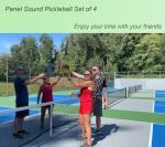 Panel Sound Pickleball Paddles Set of 4, 4 Fiberglass Pickleball Rackets, Pickleball Racquets 4 Pack with 1 Carrying Case & 4 Outdoor Balls