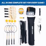 Haokelball Badminton Volleyball Pickleball Net Set, 22FT Portable All-in-One Nets System for Outdoor Beach Indoor with Adjustable Height, Includes Balls Rackets Pump Carry Bag