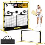 Portable Pickleball Training Net, 2in1 Solo Rebounder Net System for Dinks Volleys Tennis, USAPA Approved Accuracy Trainer Equipment with Carry Bag, Outdoor & Indoor Prefer Backyard, Driveway, Garage