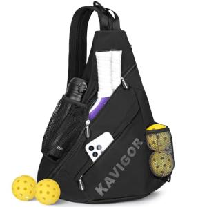 KAVIGOR 2025 Pickleball Sling Bag, Convertible Ultra-Light Backpack with Skin-Soft Fabric & Wet/Dry Pocket, Fits 4 Paddles + Gear