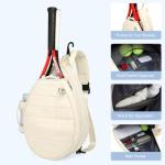 KAVIGOR Tennis Bag, Tennis Backpack Holds 2 Rackets, Quilted Crossbody Sling Bag, Waterproof Pickleball Bags with Safety Pocket for Women and Men