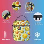 CALMSNUGS Pickleball Insulated Lunch Bag, Watercolor Lunch Tote with PEVA Liner, Mesh Bottle Holder, Buckle Handle, Portable Cooler for School Work Picnic Travel, Gift, 11.02 x 8.03 x 1.46 in, Unisex