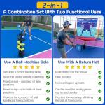 Posboll Pickleball Machine Ball Thrower with Net,Portable Pickle Ball Launcher Machine with Remote Control for Practice, Built-in 5200mAh Lithium Battery, Pickleball Training Aids&Gifts