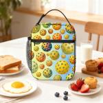 CALMSNUGS Pickleball Insulated Lunch Bag, Watercolor Lunch Tote with PEVA Liner, Mesh Bottle Holder, Buckle Handle, Portable Cooler for School Work Picnic Travel, Gift, 11.02 x 8.03 x 1.46 in, Unisex