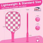 Pink Pickleball Paddles Set of 2, USAPA Approved Fiberglass Pickle Ball Set with 2 Cute Lightweight Pickleball Rackets, 2 Indoor &2 Outdoor Balls, 1 Pickleball Bag for Women, Beginner, Youth