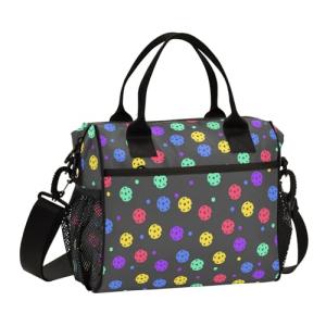Tienchin Colorful Pickleball Insulated Lunch Bag for Women Men Large Reusable Lunch Box Leakproof Portable Cooler Tote Bags for Work Picnic School Boys Girls