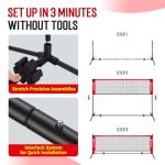 5ft / 10ft / 12.5 ft Mini Pickleball Net for Driveway Backyard with 3 Pickleballs, Carry Bag, Chalks, Portable Half Court Small Pickleball Net for Adults Kids Beginners Pros (Red, 10ft)