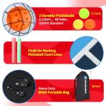 5ft / 10ft / 12.5 ft Mini Pickleball Net for Driveway Backyard with 3 Pickleballs, Carry Bag, Chalks, Portable Half Court Small Pickleball Net for Adults Kids Beginners Pros (Red, 10ft)