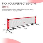 5ft / 10ft / 12.5 ft Mini Pickleball Net for Driveway Backyard with 3 Pickleballs, Carry Bag, Chalks, Portable Half Court Small Pickleball Net for Adults Kids Beginners Pros (Red, 10ft)