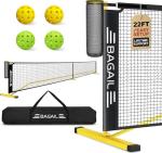 BAGAIL Portable Pickleball Net Set, 22 FT Regulation Size Pickle Ball Net with Ball Collector, Carry Bag, Easy Setup for Outdoor Indoor Driveway - Yellow